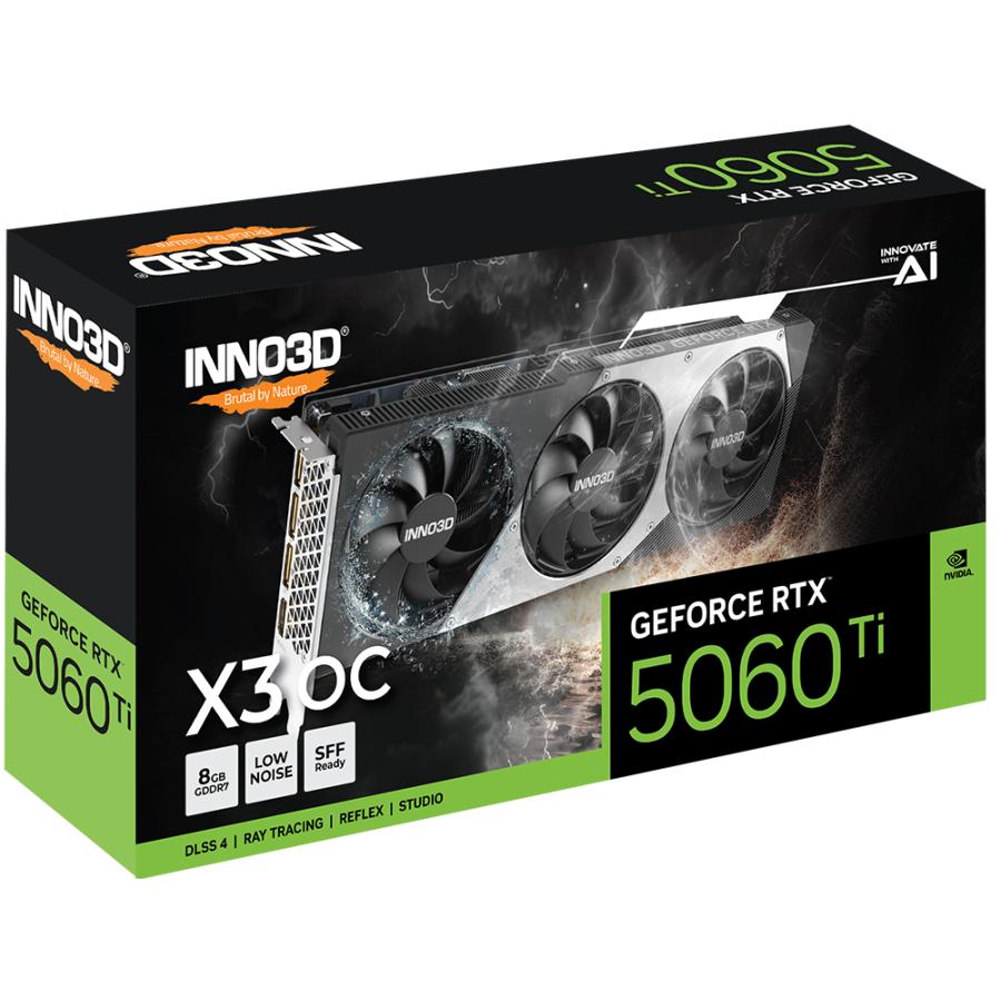 INNO3D N506T3-08D7X-193075L GeForce RTX 5060Ti X3OC, 8GB GDDR7, 128-bit, 2602, 28Gbps - Afbeelding 3