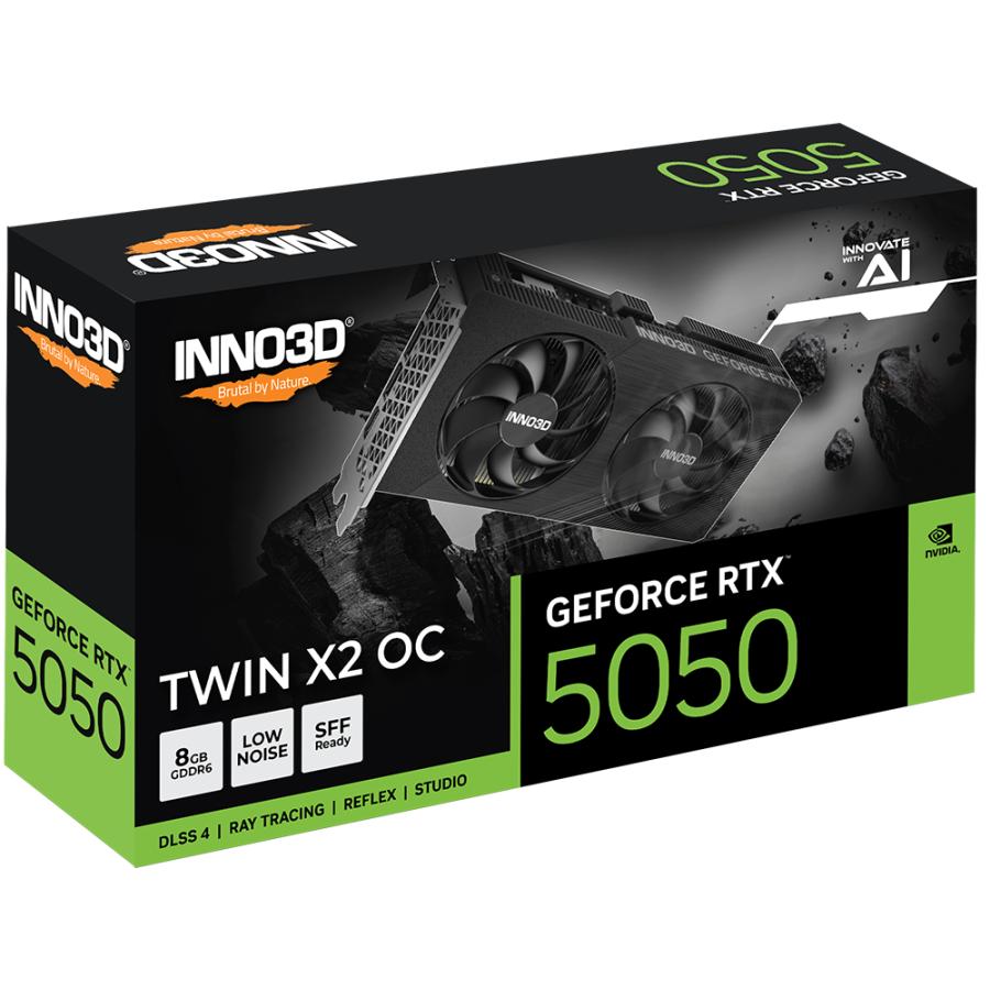 INNO3D N50502-08D6X-174071N GeForce RTX 5050Twin X2OC, 8GB GDDR7, 128-bit, 2603, 20Gbps - Afbeelding 3