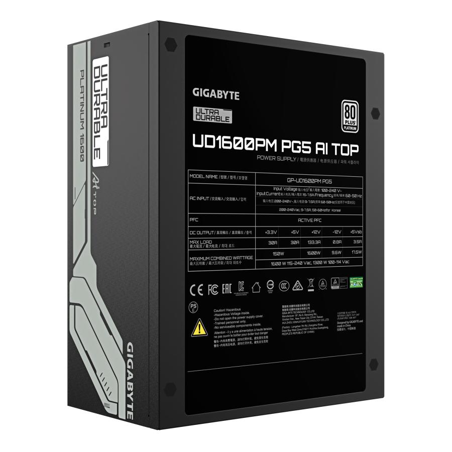 GIGABYTE UD1600PM PG5 AI TOP power supply unit 1600 W 20+4 pin ATX ATX Zwart - Afbeelding 4