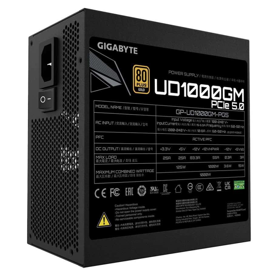 GIGABYTE UD1000GM PG5 power supply unit 1000 W 20+4 pin ATX ATX Zwart - Afbeelding 6