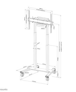Neomounts FL55-875WH1 Motorised Mobile Floor Stand, 55 - 100 inch, VESA 100x100 - 800x600