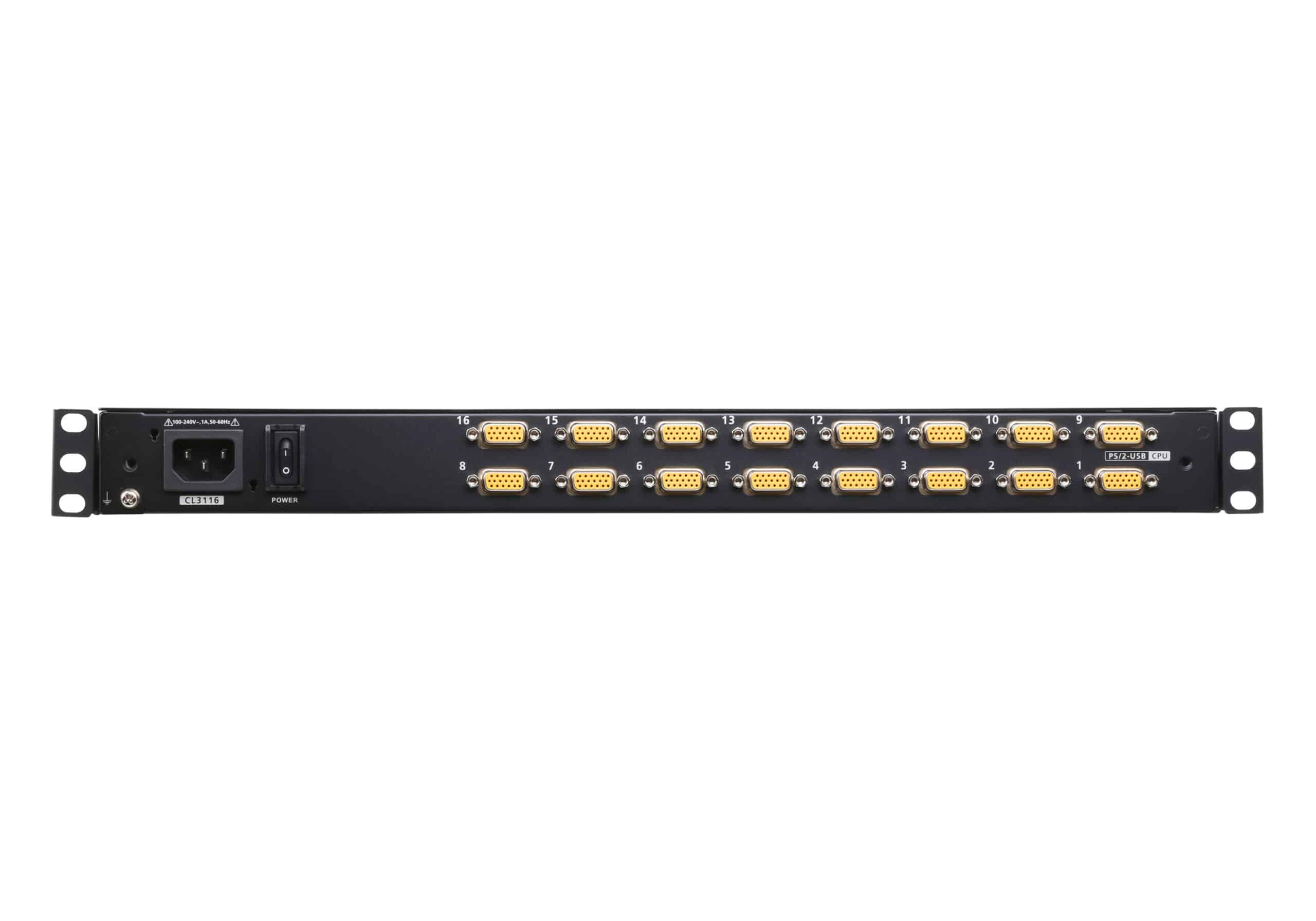ATEN CL3116NX rack console 47 cm (18.5") 1366 x 768 Pixels Metaal, Kunststof Zwart 1U - Afbeelding 3