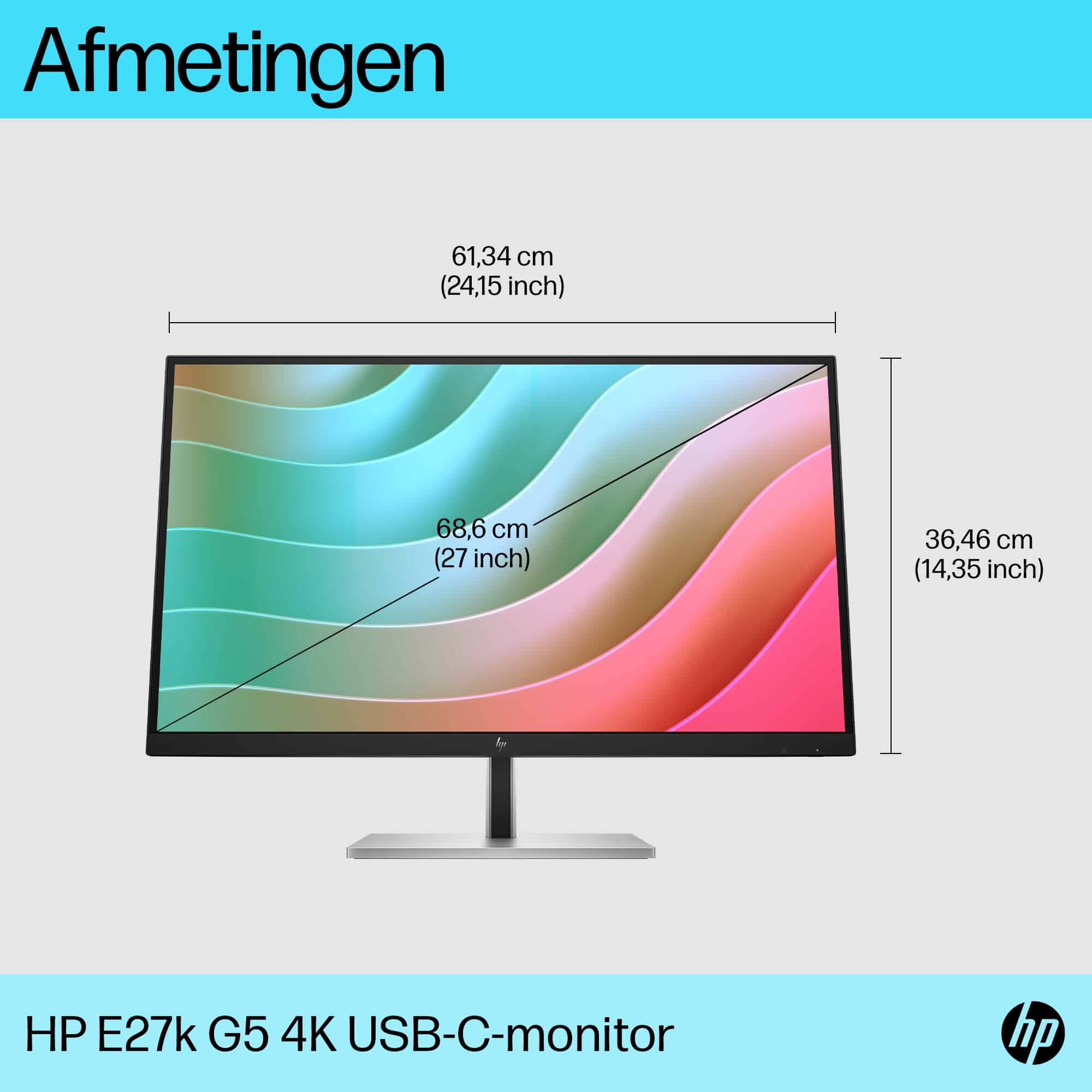 HP E-Series E27k G5 4K USB C-monitor - Afbeelding 3