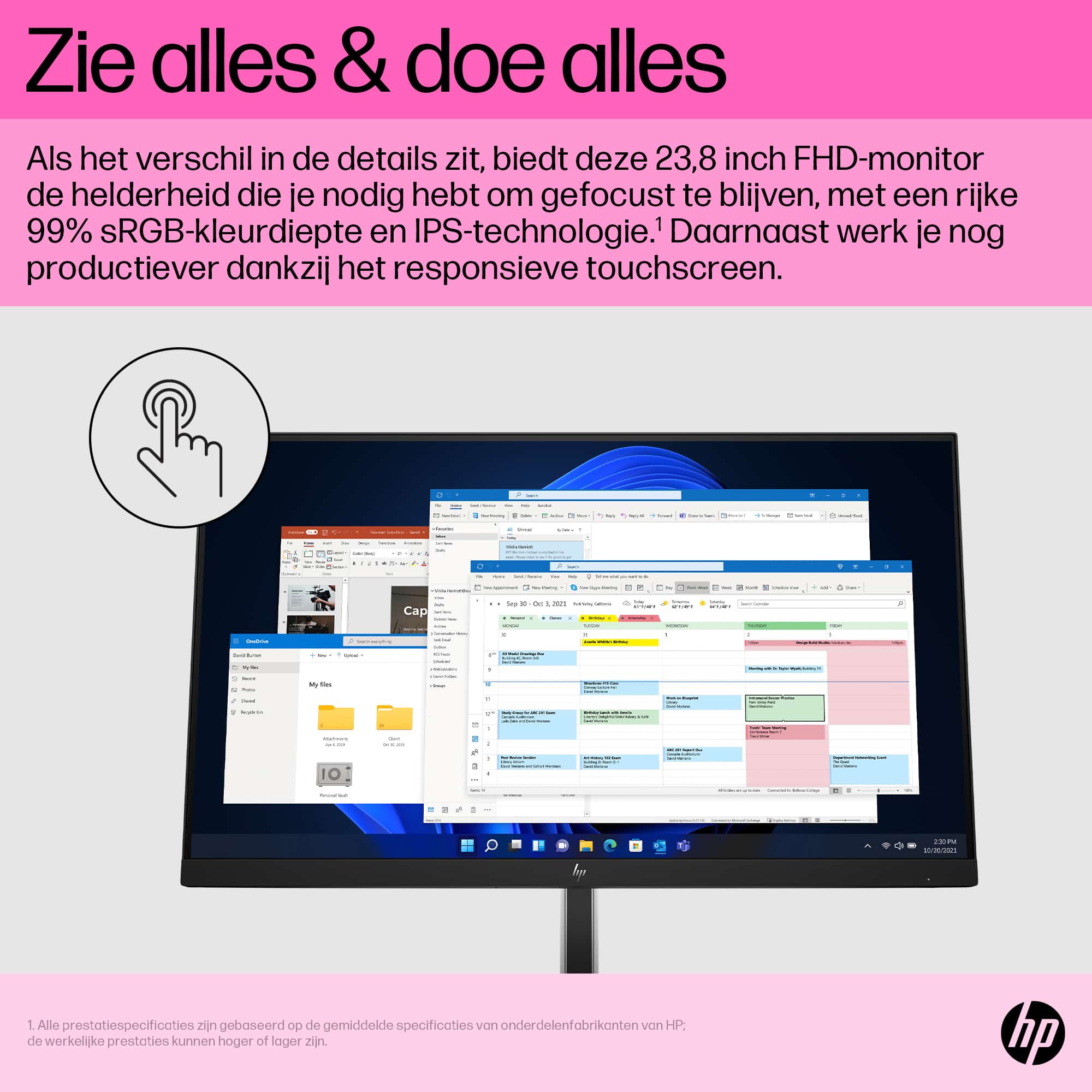 HP E24t G5 FHD Touch Monitor - Afbeelding 2