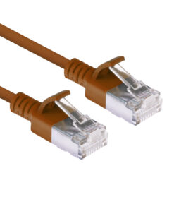 ACT Bruine 2 meter LSZH U/FTP CAT6A datacenter slimline patchkabel snagless met RJ45 connectoren