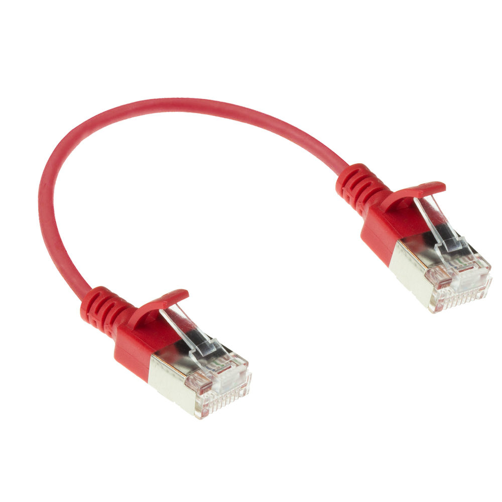 ACT Rode 0,15 meter LSZH U/FTP CAT6A datacenter slimline patchkabel snagless met RJ45 connectoren