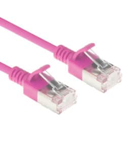 ACT Roze 2 meter LSZH U/FTP CAT6A datacenter slimline patchkabel snagless met RJ45 connectoren