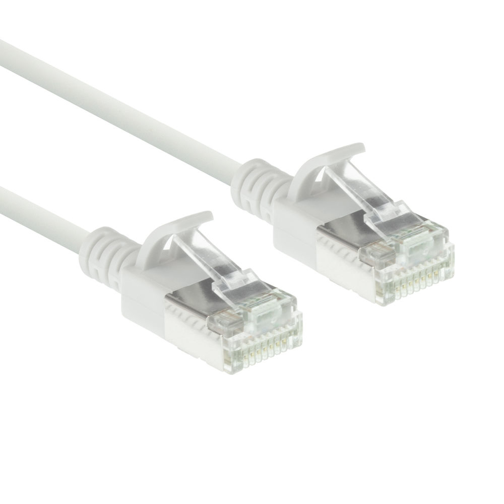 ACT Witte 1,5 meter LSZH U/FTP CAT6A datacenter slimline patchkabel snagless met RJ45 connectoren