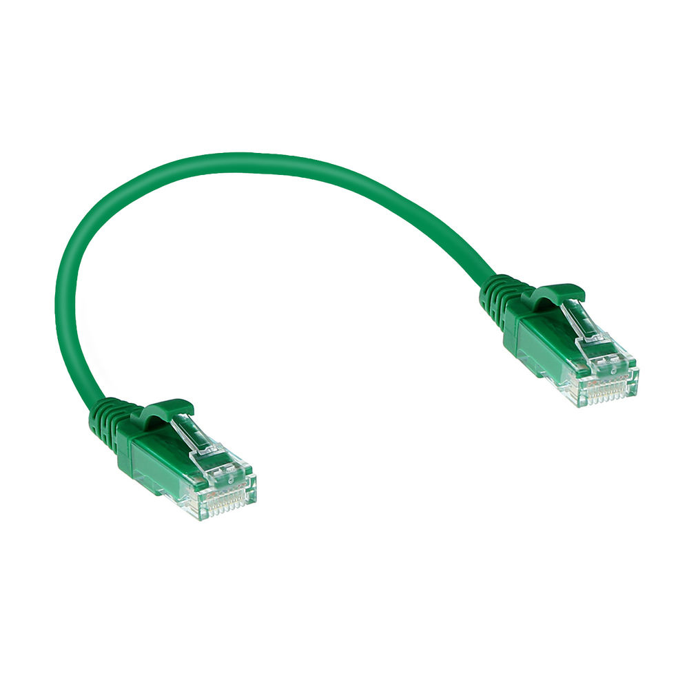 ACT Groene 0,15 meter LSZH U/UTP CAT6 datacenter slimline patchkabel snagless met RJ45 connectoren - Afbeelding 2