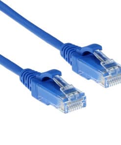 ACT Blauwe 0,15 meter LSZH U/UTP CAT6 datacenter slimline patchkabel snagless met RJ45 connectoren