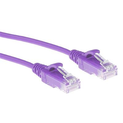 ACT Paarse 1 meter LSZH U/UTP CAT6 datacenter slimline patchkabel snagless met RJ45 connectoren