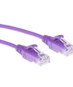 ACT Paarse 1,5 meter LSZH U/UTP CAT6 datacenter slimline patchkabel snagless met RJ45 connectoren