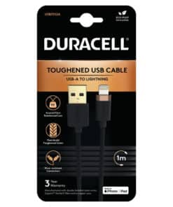 Duracell USB7012A Lightning-kabel 1 m Zwart