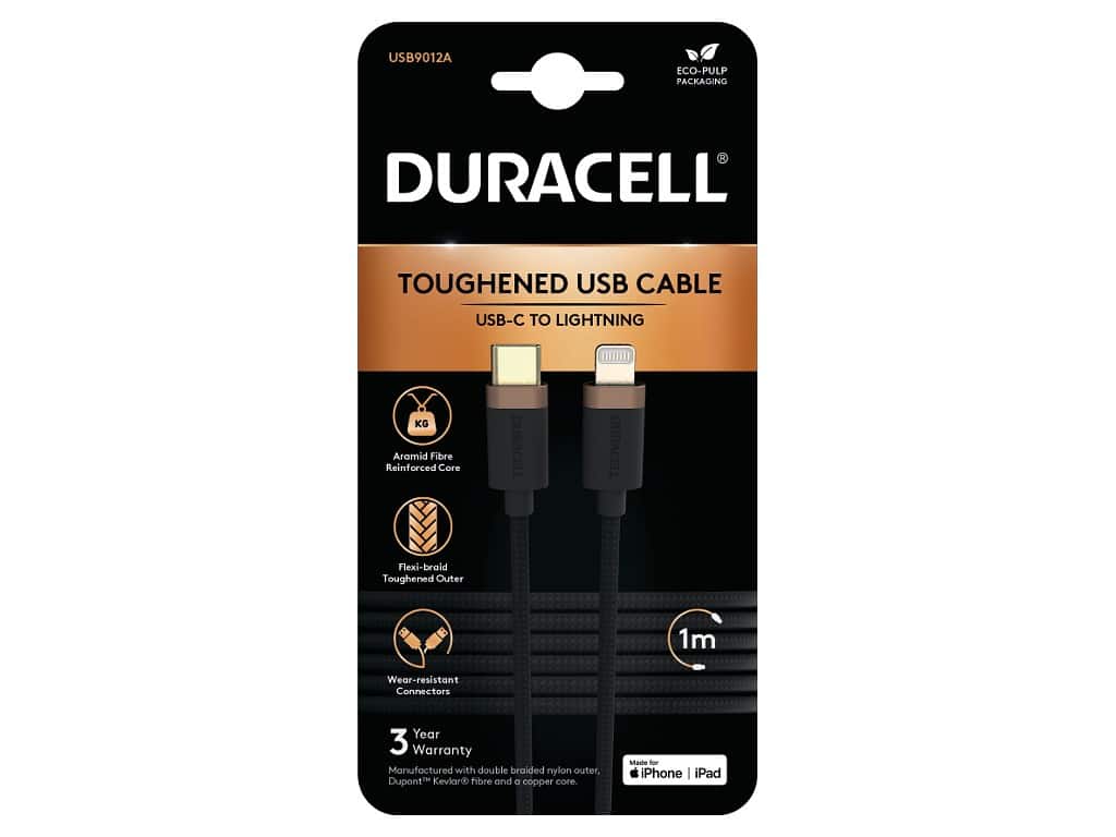 Duracell USB9012A Lightning-kabel 1 m Zwart