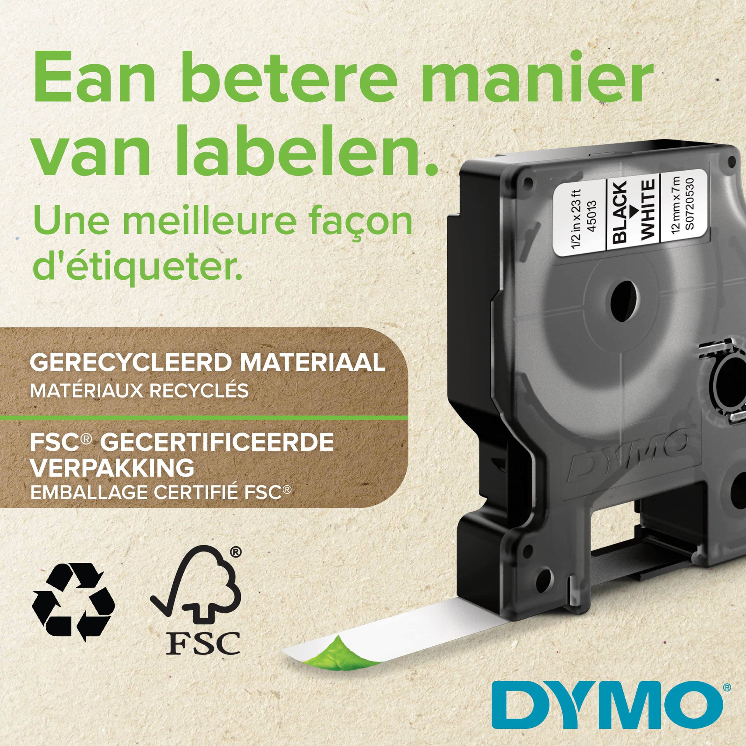 DYMO originele D1 labels | Witte Tekst op Zwart Label | 24 mm x 7 m | zelfklevende etiketten voor de LabelManager labelprinter | gemaakt in Europa - Afbeelding 3