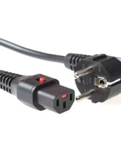ACT Netsnoer CEE 7/7 male (haaks) - C13 IEC Lock zwart 2 m, EL182S