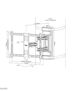Neomounts WL40S-910BL16 TV-pilaarsteun 40-70" - full motion - diam. 25-100 cm - Afbeelding 2