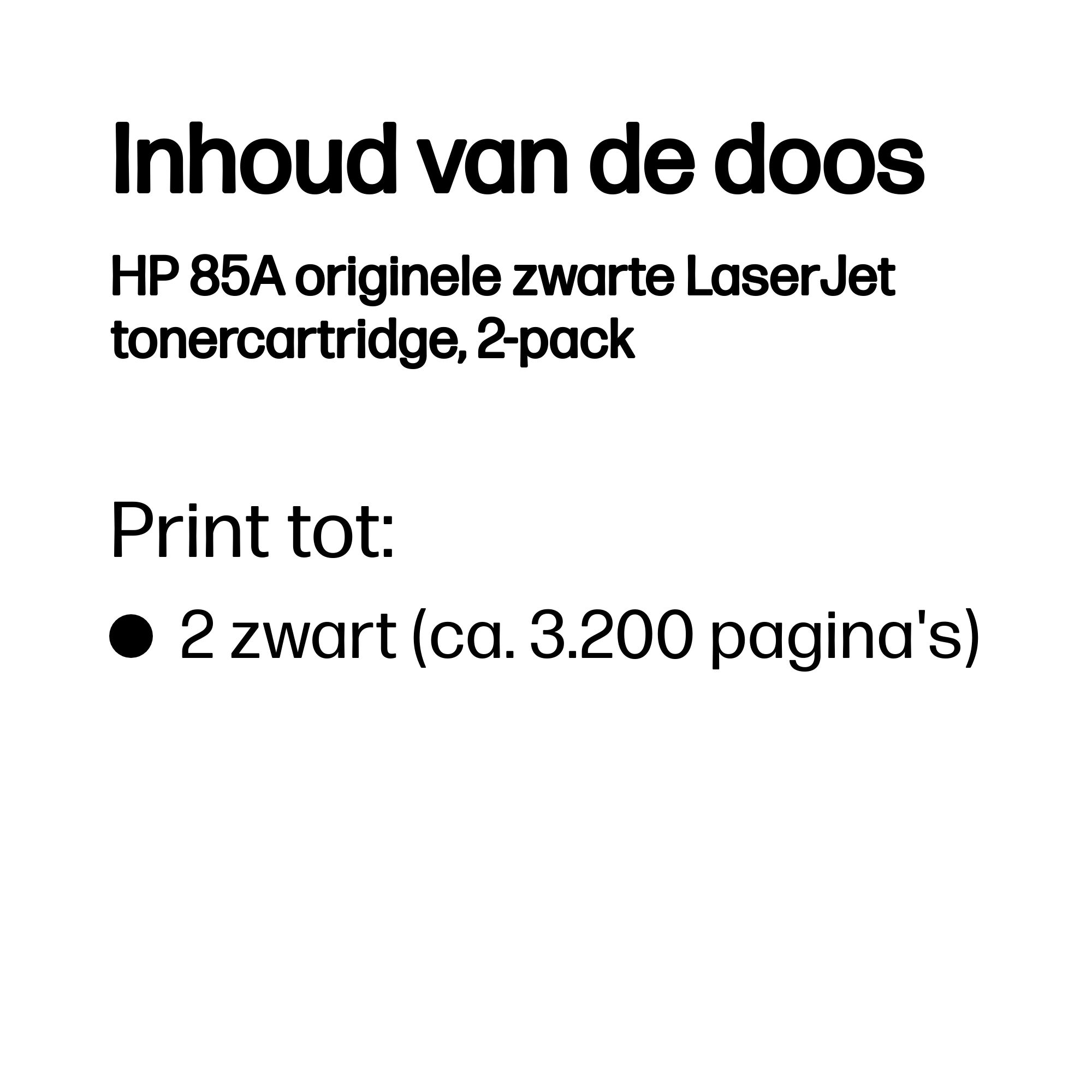 HP 85A originele zwarte LaserJet tonercartridge, 2-pack - Afbeelding 2