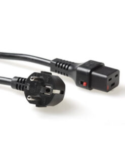 ACT Netsnoer CEE 7/7 male (haaks) - C19 IEC Lock zwart 2 m, EL262S