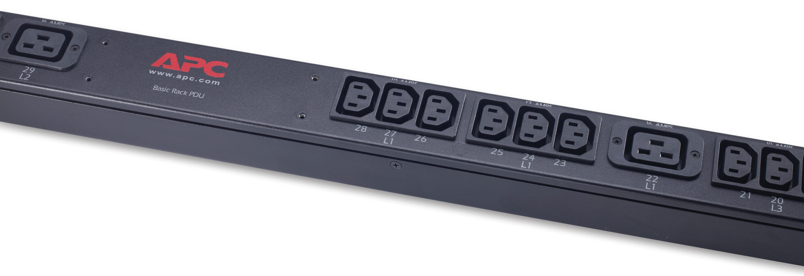 APC Rack PDU, Basic, ZeroU, 16A, 400V, (36x) C13 & (6x) C19, IEC 309 16A 3Fase stekker - Afbeelding 3
