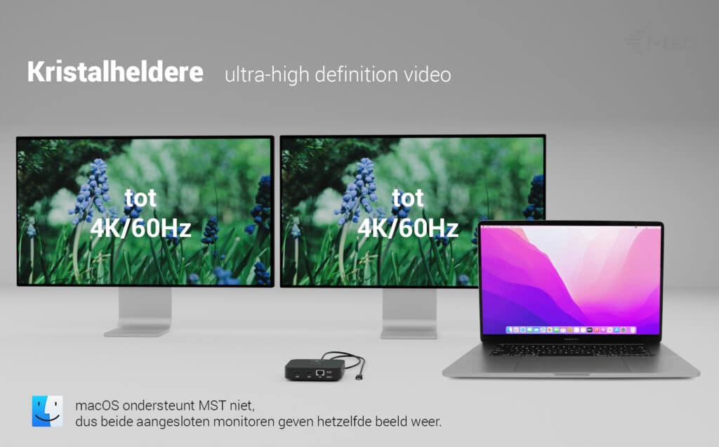 i-tec USB-C Dual HDMI Docking Station with Power Delivery 100 W - Afbeelding 4