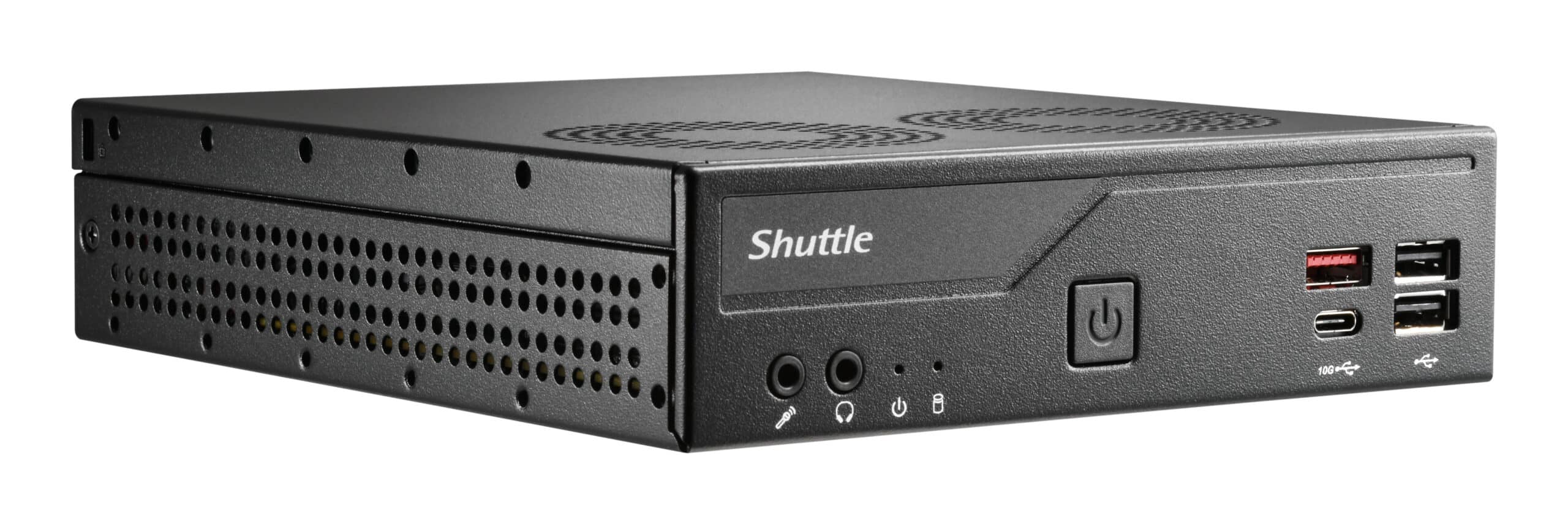 Shuttle Slim PC DH810, S1851, 1x HDMI (2.1), 1x DP, 1x USB-C (DP), 1x 2.5", 2x M.2, 2x LAN (Intel 1G + 2.5G), 2x COM, 24/7 permanent gebruik, incl. VESA Barebone - Afbeelding 3