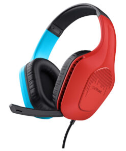 Trust GXT 416S Zirox Gaming Headset - USB gamingheadset – RGB-verlichting – Opklapbare microfoon – Zwart/Cyaan/Rood