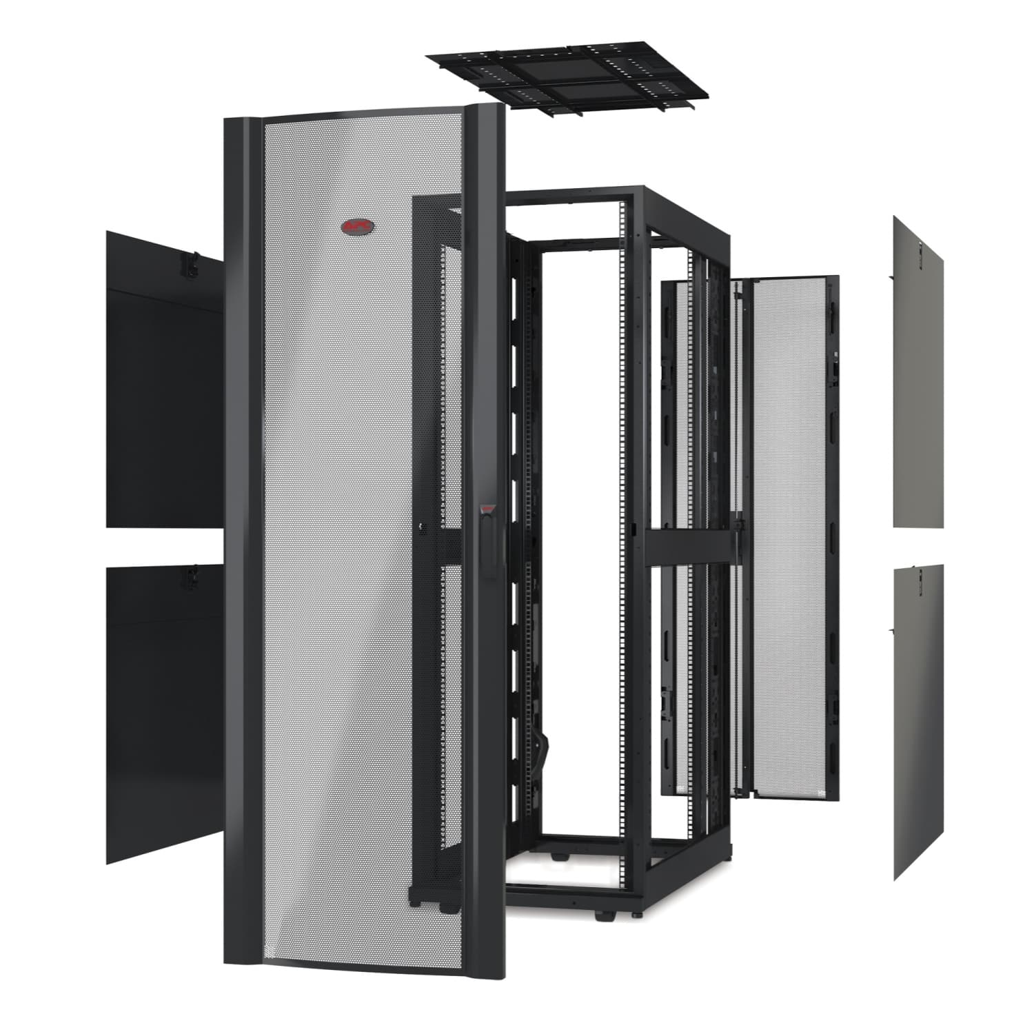 APC NetShelter SX 42U 600mm(b) x 1070mm(d) 19" IT rack, behuizing zonder deuren & zijpanelen, zwart