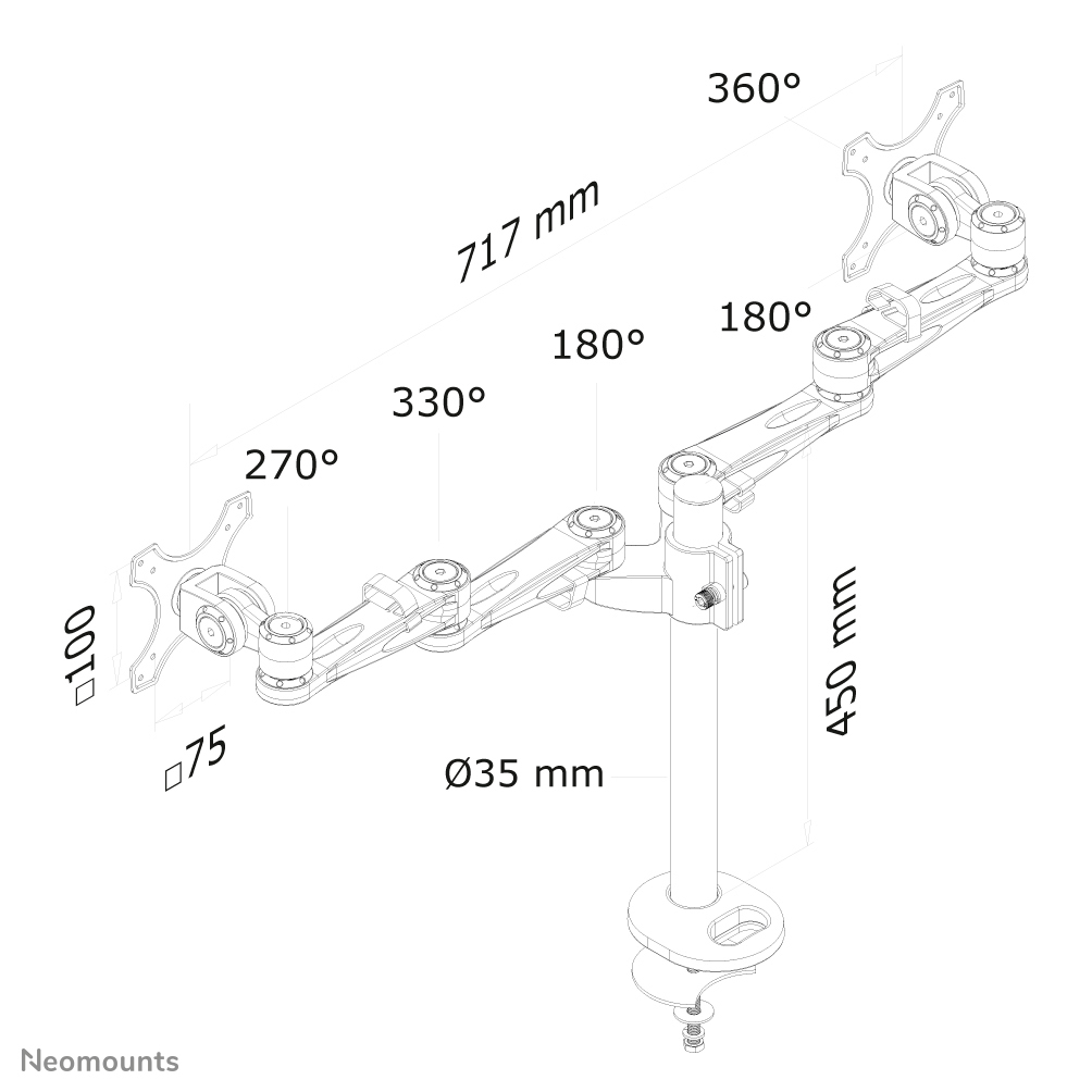 Neomounts FPMA-D935DG Monitorarm 10-27"