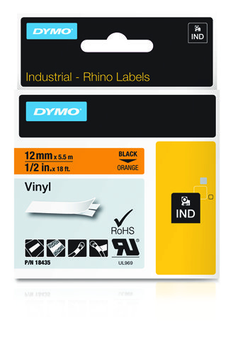 DYMO 18435 labelprinter-tape Zwart op oranje