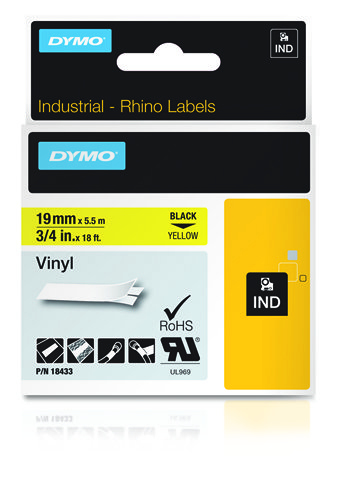 DYMO 18433 labelprinter-tape Zwart op geel
