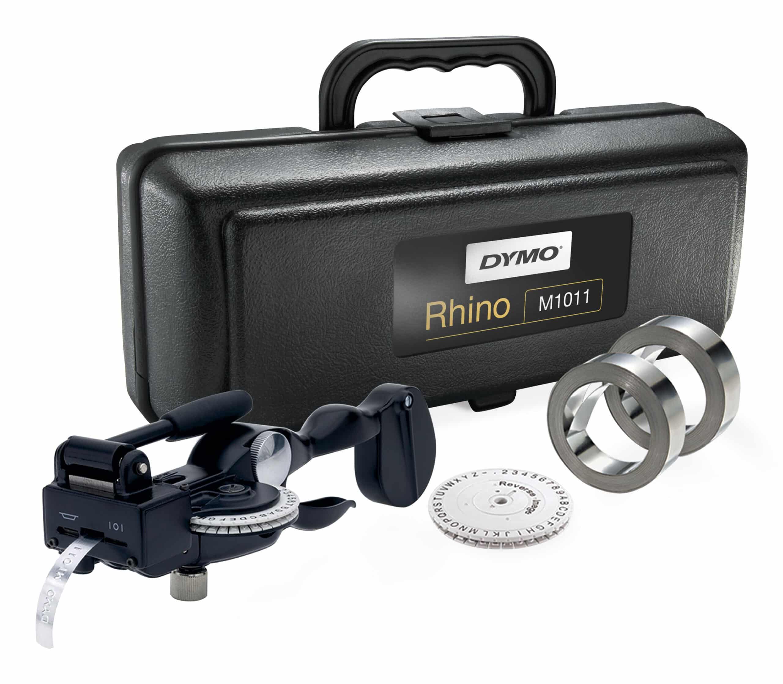 DYMO RHINO M1011 Industriële Lettertang labelmakertool | met aluminium en roestvrijstalen labels | | Duurzame draagtas | Ideaal voor doe-het-zelf en constructie