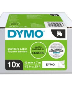 DYMO originele D1 labels | Zwarte Tekst op Wit Label | 12 mm x 7 m | zelfklevende etiketten voor de LabelManager labelprinters | 10 stuks | gemaakt in Europa