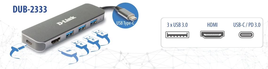 D-Link 5-in-1 USB-C Hub met HDMI/stroomvoorziening DUB-2333 - Afbeelding 3