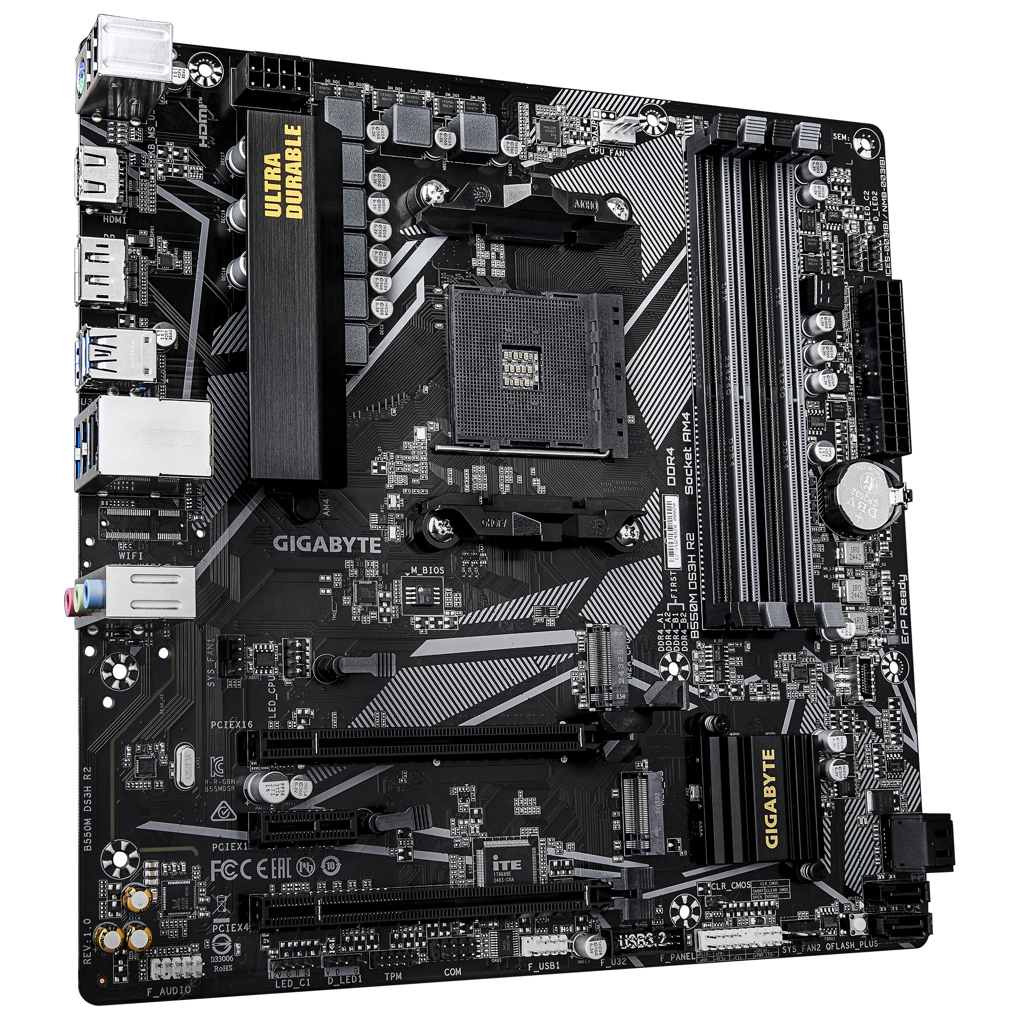 GIGABYTE B550M DS3H R2 moederbord AMD B550 Socket AM4 micro ATX - Afbeelding 3