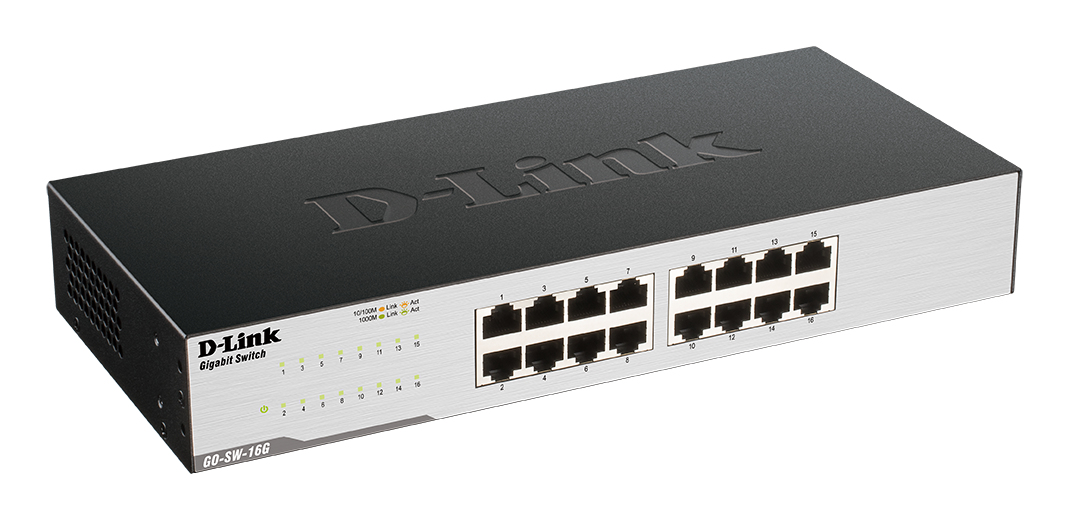 D-Link GO-SW-16G Unmanaged L2 Gigabit Ethernet (10/100/1000) 1U Zwart - Afbeelding 2