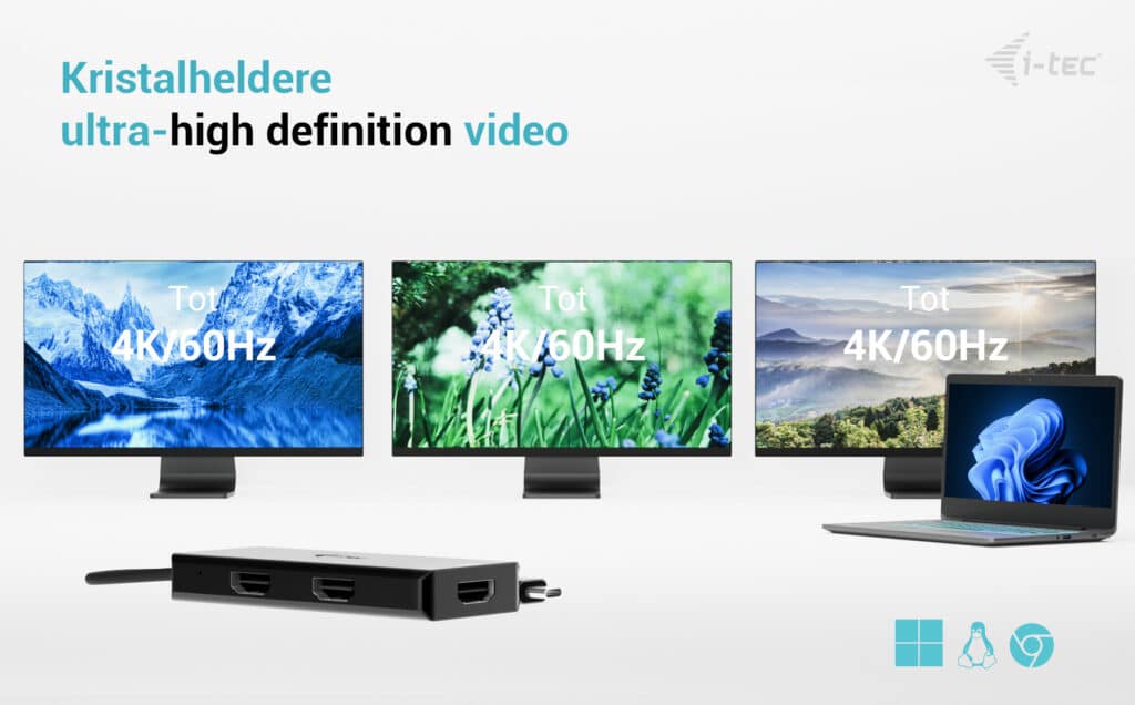 i-tec USB-C Triple 4K HDMI Video Adapter, Power Delivery 100W - Afbeelding 3