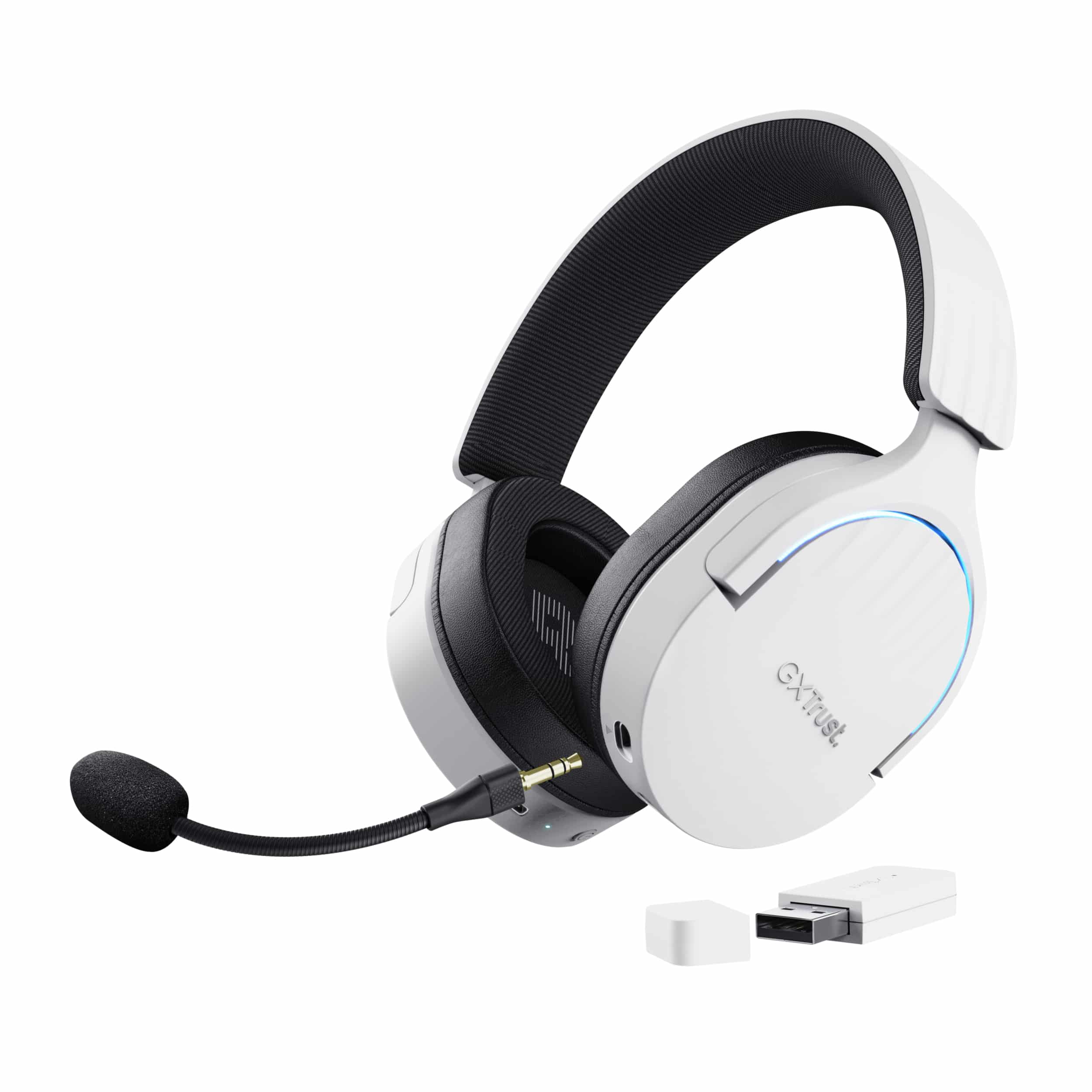 Trust GXT 491W Fayzo Gaming Headset - Draadloze gamingheadset – Bluetooth en 2.4 GHz verbinding – Afneembare microfoon – Wit