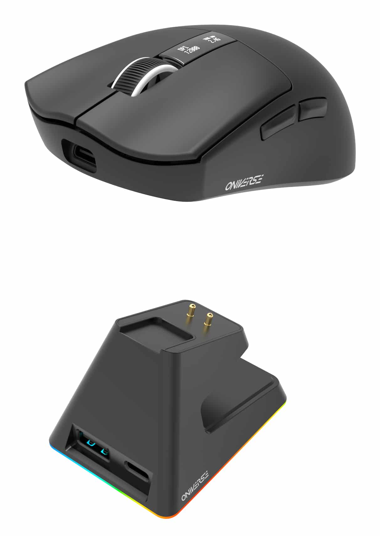 Oniverse Vanguard muis Gamen Ambidextrous RF-draadloos + Bluetooth Optisch 12000 DPI