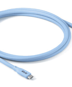 CLUB3D USB C oplaadkabel blauw siliconen & tangle-free