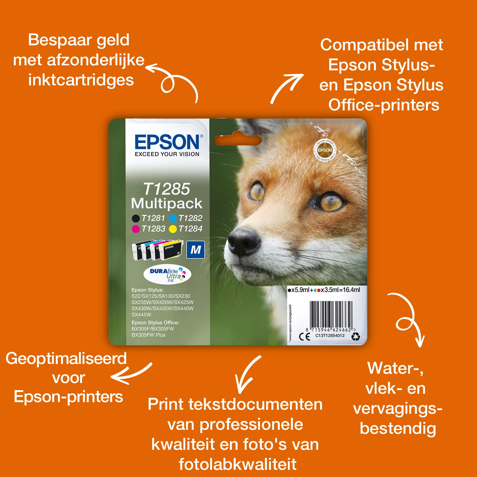 Epson Fox T128 Vos DURABrite Ultra multipack vierkleuren EasyMail-inkt - Afbeelding 8