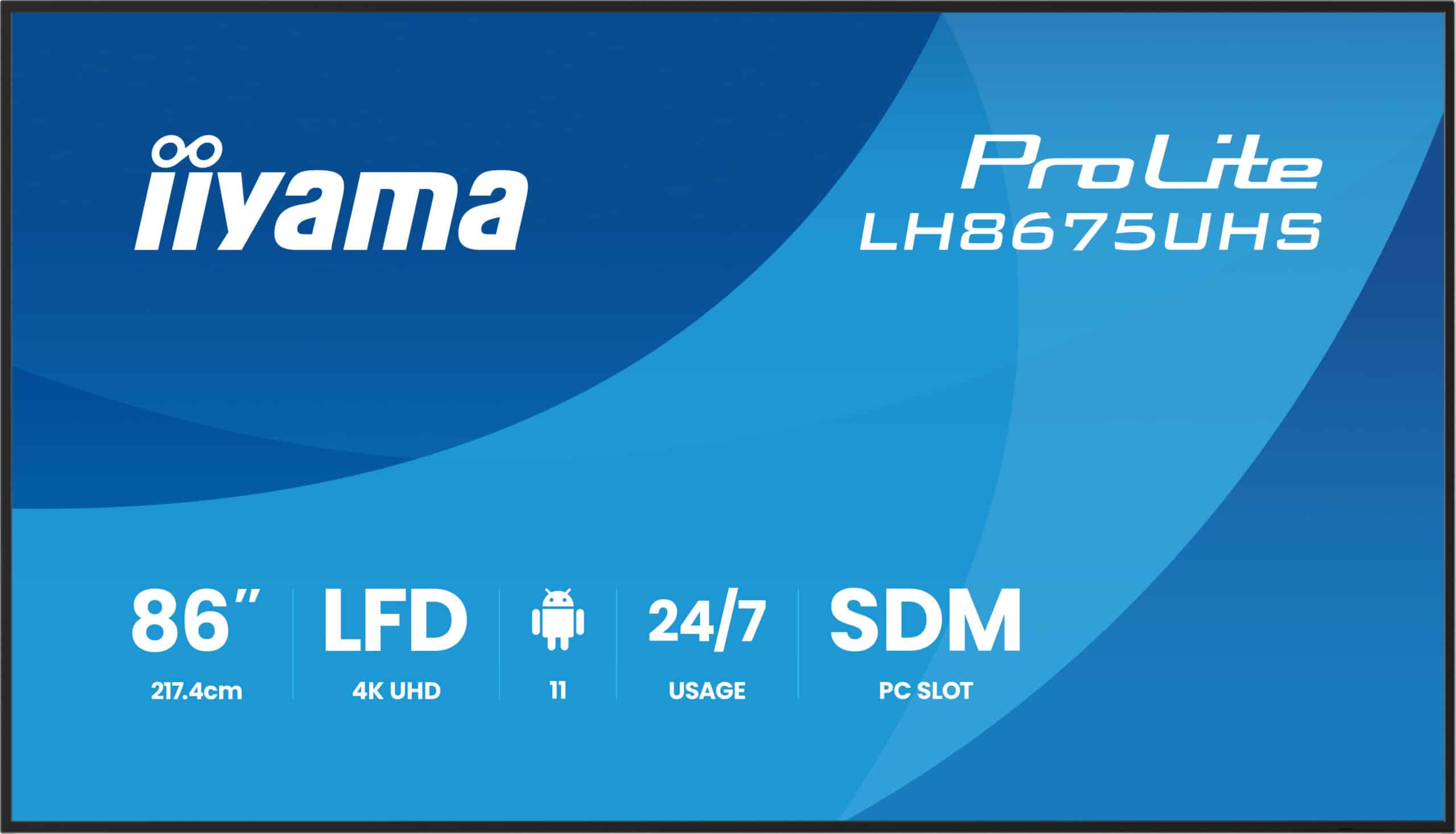 iiyama LH8675UHS-B2AG beeldkrant Digitale signage flatscreen 2,17 m (85.6") LCD Wifi 500 cd/m² 4K Ultra HD Zwart Type processor Android 11 24/7 - Afbeelding 2