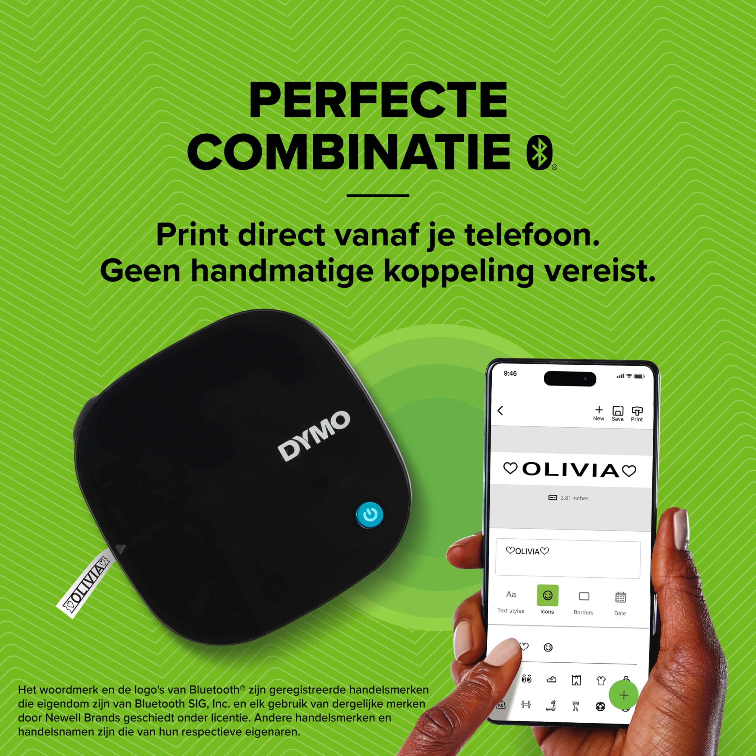 DYMO LetraTag 200B labelprinter met bluetooth | Compacte labelmaker | Verbinding via draadloze bluetoothtechnologie met iOS en Android | Inclusief 1 witte papieren etikette - Afbeelding 3