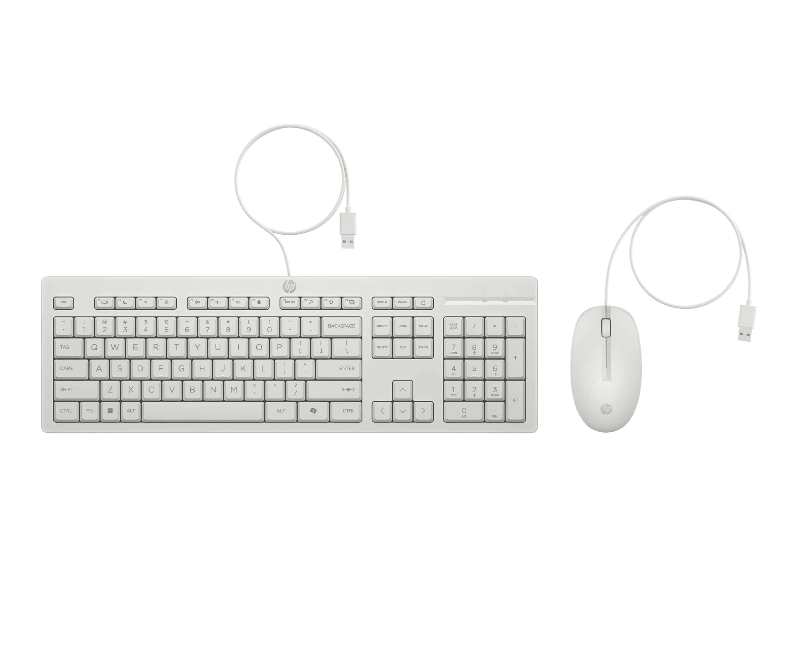 HP 225 Wired Mouse and KB G2 CWH Belgium - English localization AZERTY - Maus - AZERTY toetsenbord Inclusief muis Kantoor USB Wit - Afbeelding 4