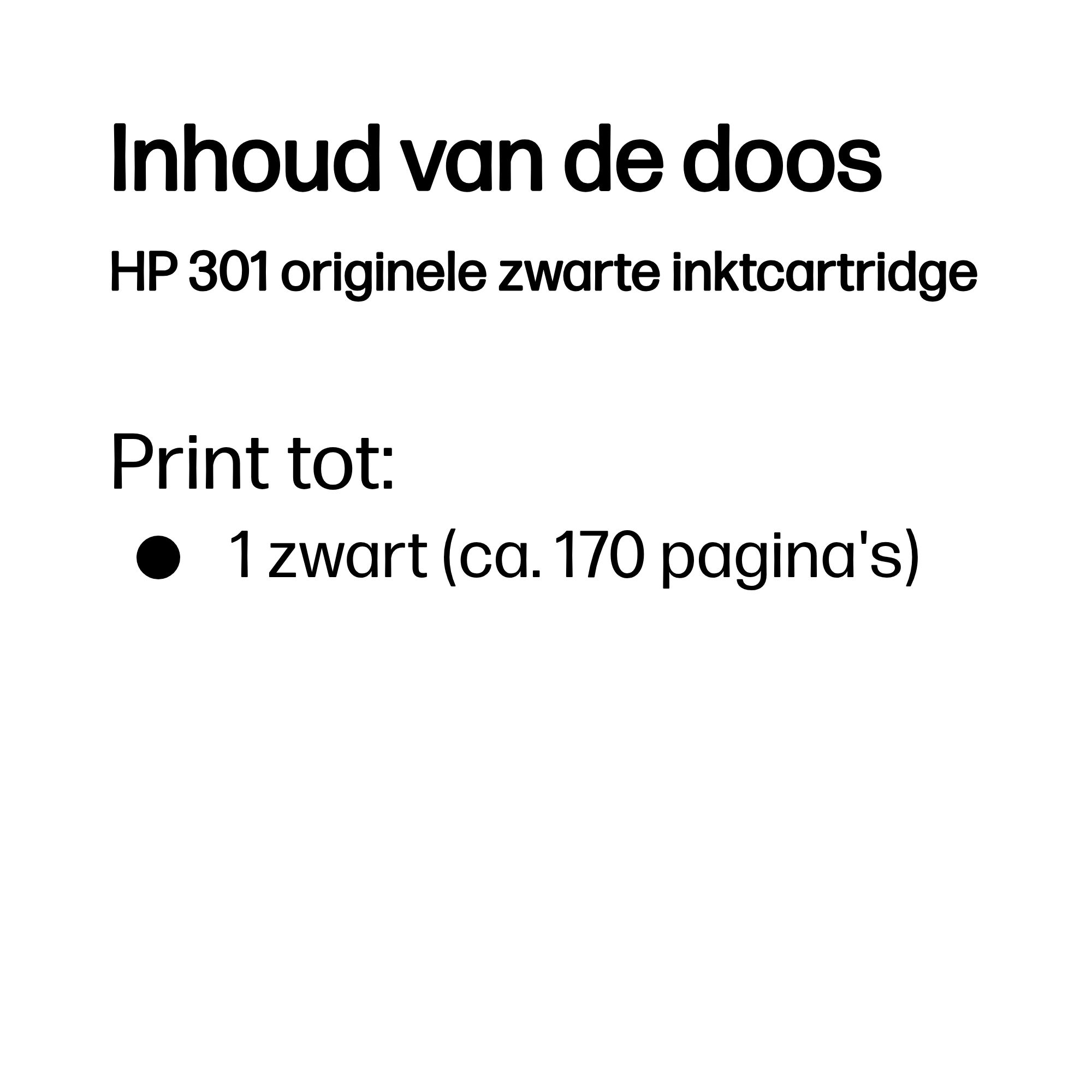 HP 301 originele zwarte inktcartridge - Afbeelding 2