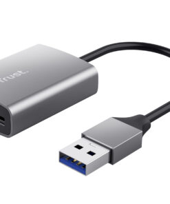 Trust Dalyx Snelle USB‑kaartlezer – geheugenkaartlezer – USB 3.2‑kaartlezer – Aluminium behuizing – Zilver