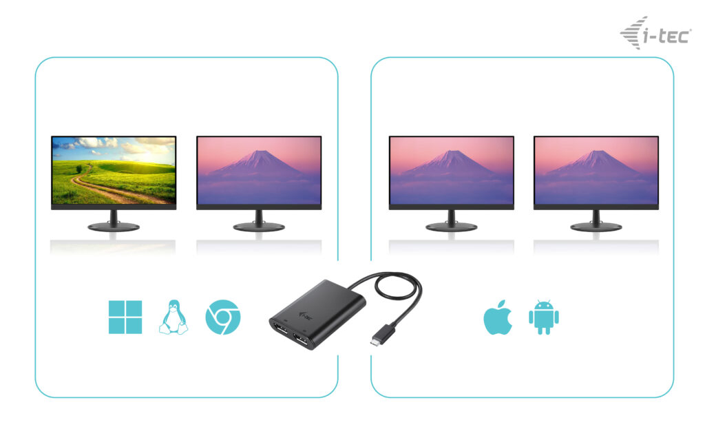 i-tec USB-C Dual 4K/60Hz (single 8K/30Hz) DP Video Adapter - Afbeelding 5