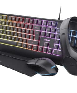 Trust GXT 792 Quadrox Gaming Bundel - Gaming toetsenbord en muisset – Belgische AZERTY-indeling – RGB-verlichting – Zwart