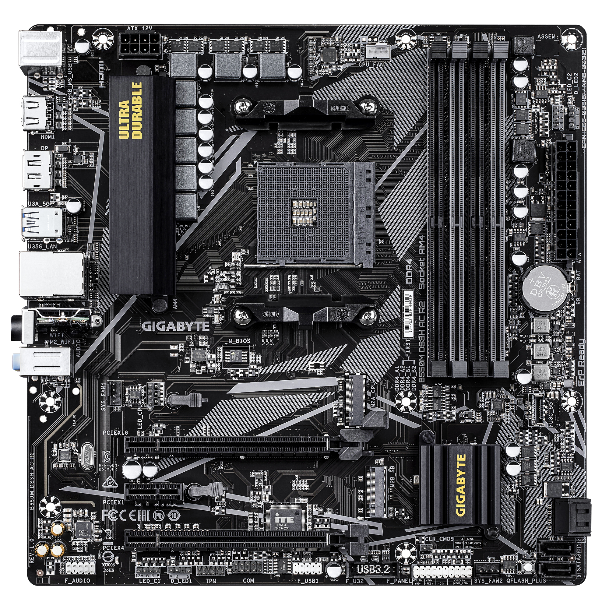 GIGABYTE B550M DS3H AC R2 moederbord AMD B550 Socket AM4 micro ATX - Afbeelding 2