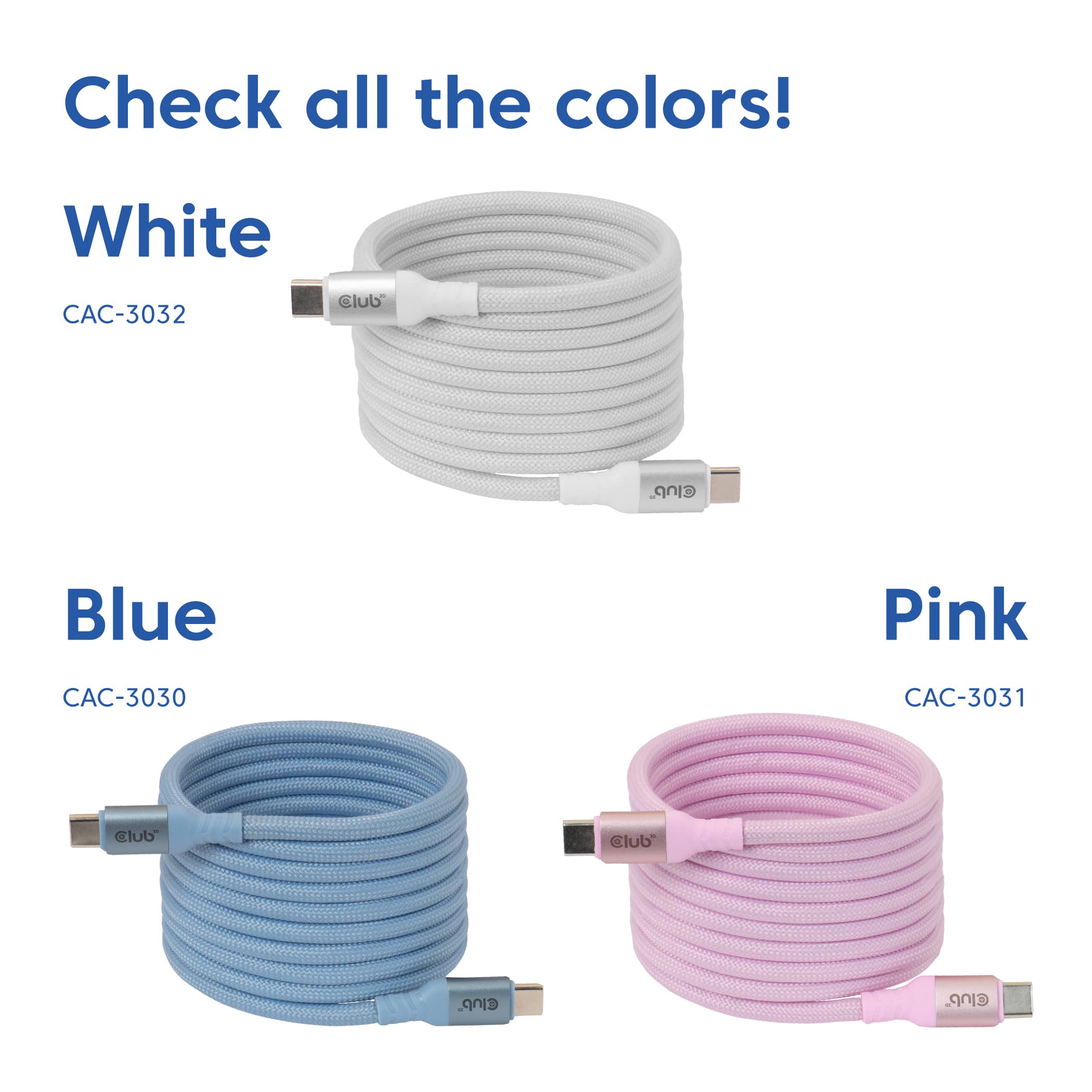 CLUB3D CLUB 3D USB-C Magnetic-Coil kabel Wit - Afbeelding 4